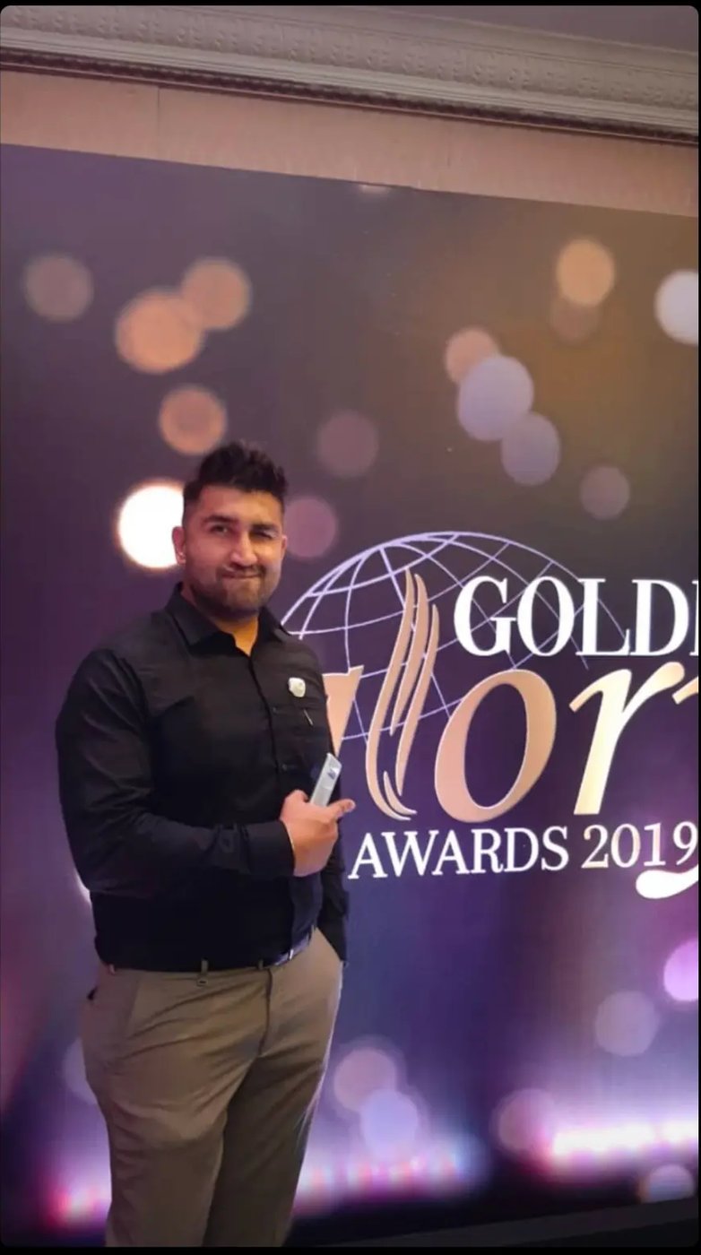 Raj Dave at the Golden Glory Awards 2019 ceremony.